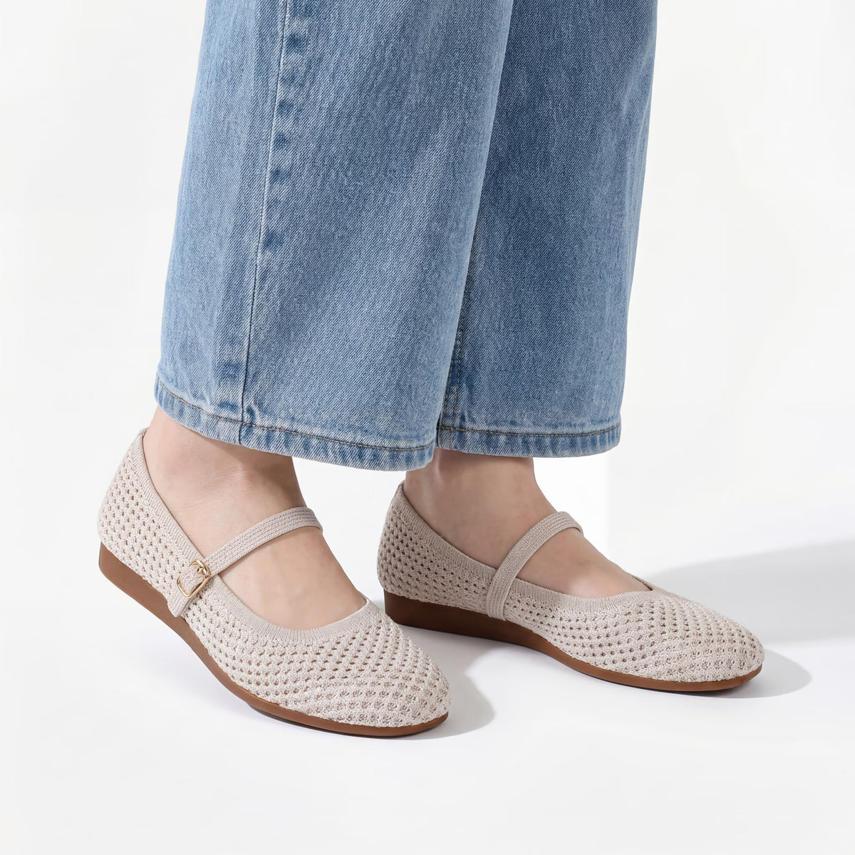 Breeze Square-toe Mary Janes (Alyssum) | Beige