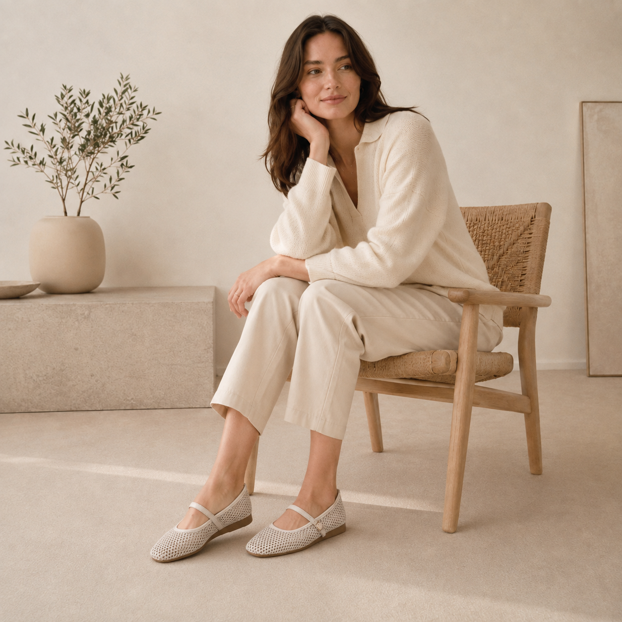 Breeze Square-toe Mary Janes (Alyssum) | Beige