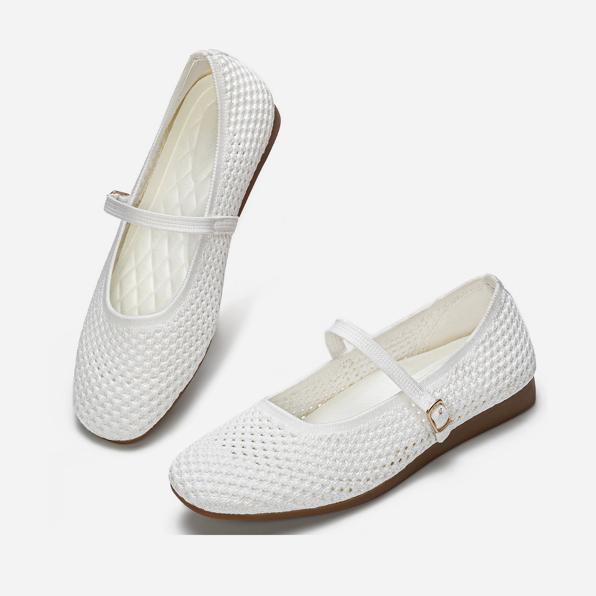 Breeze Square-toe Mary Janes (Alyssum) | White