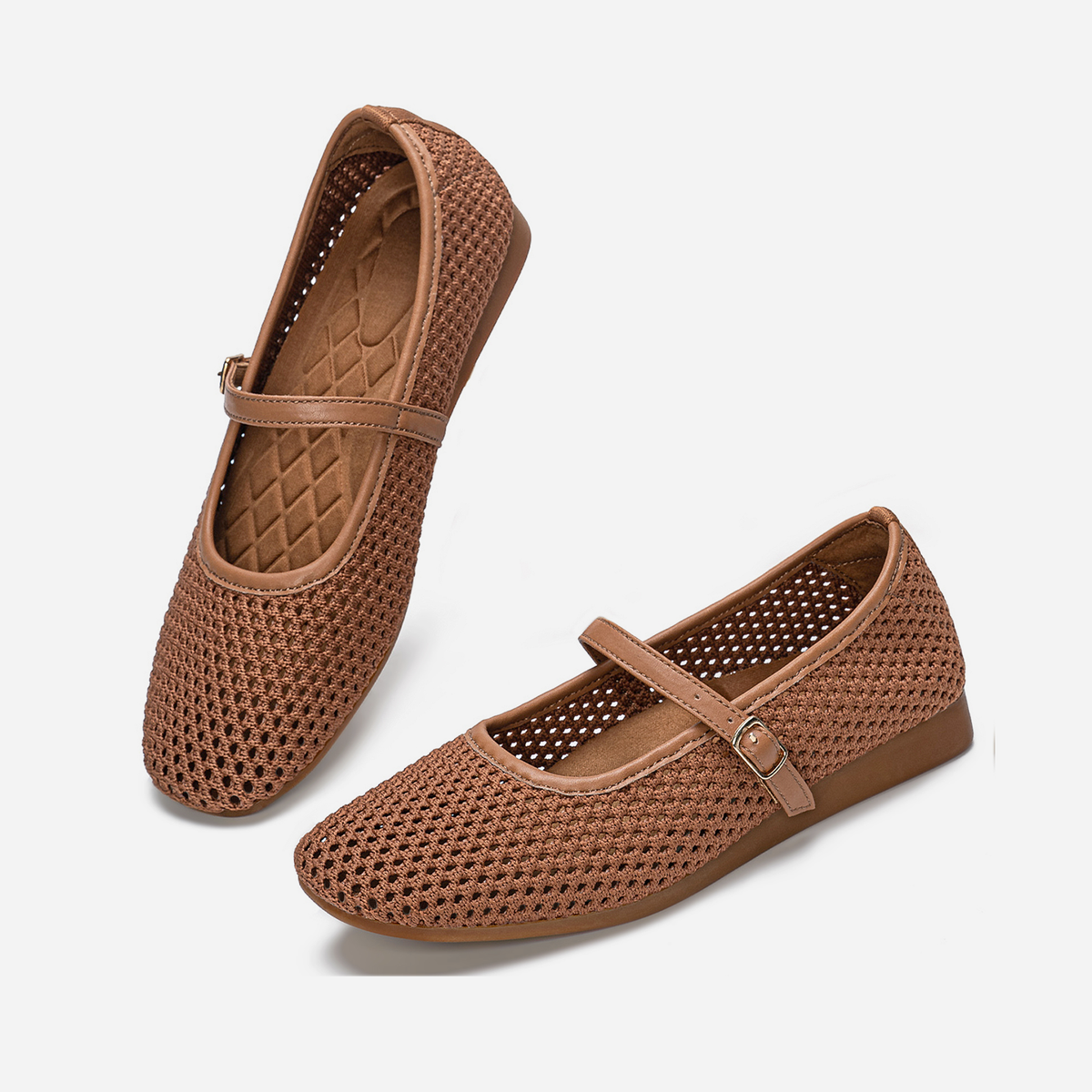 Breeze Square-toe Mary Janes (Linum）| Brown