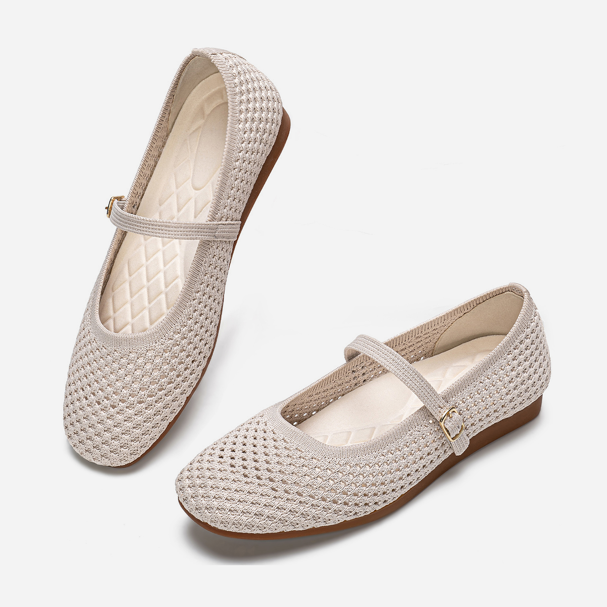 Breeze Square-toe Mary Janes (Alyssum) | Beige