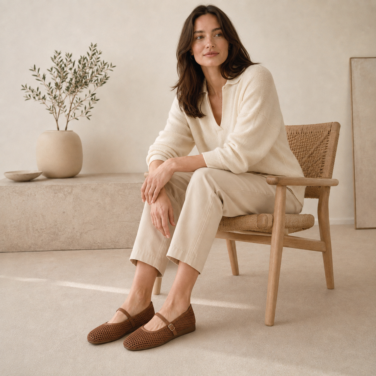 Breeze Square-toe Mary Janes (Linum）| Brown