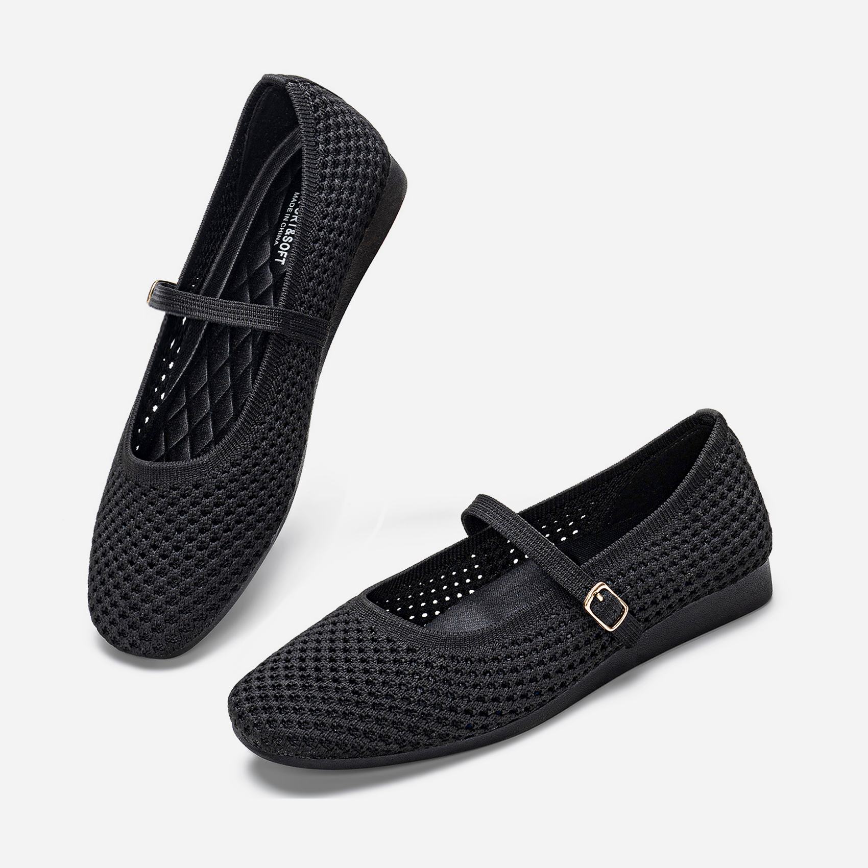 Breeze Square-toe Mary Janes (Alyssum) | Black