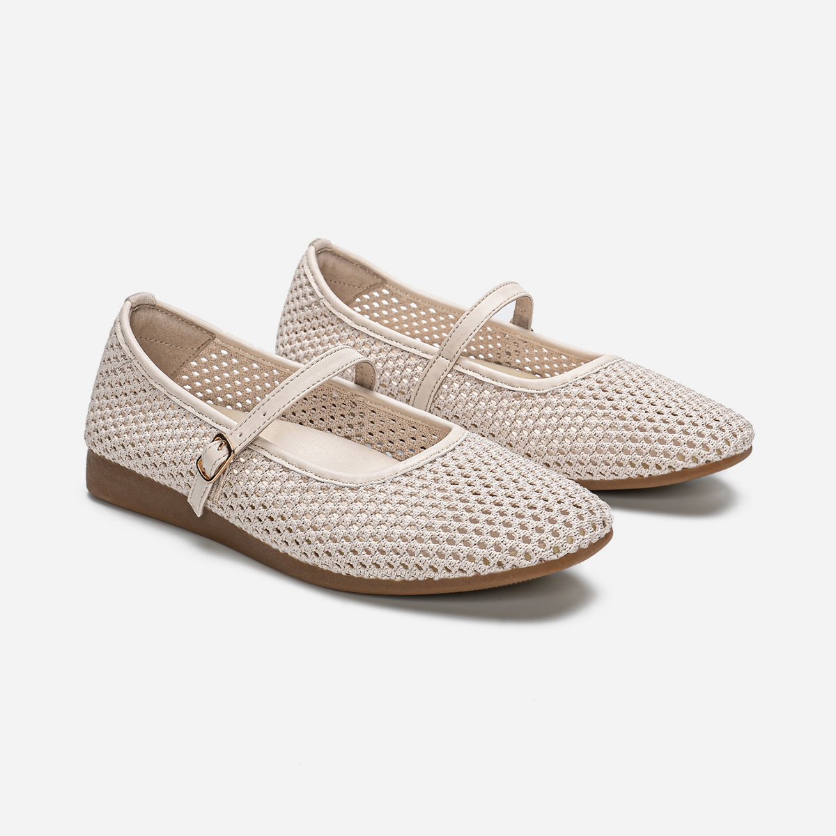 Breeze Square-toe Mary Janes (Linum）| Camel