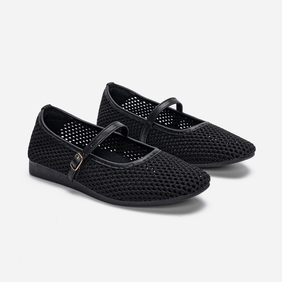 Breeze Square-toe Mary Janes (Linum）| Black