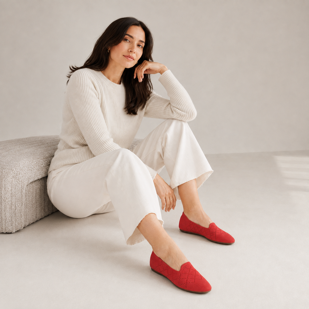 Breeze Almond Loafers （Daisy) | Bright Red