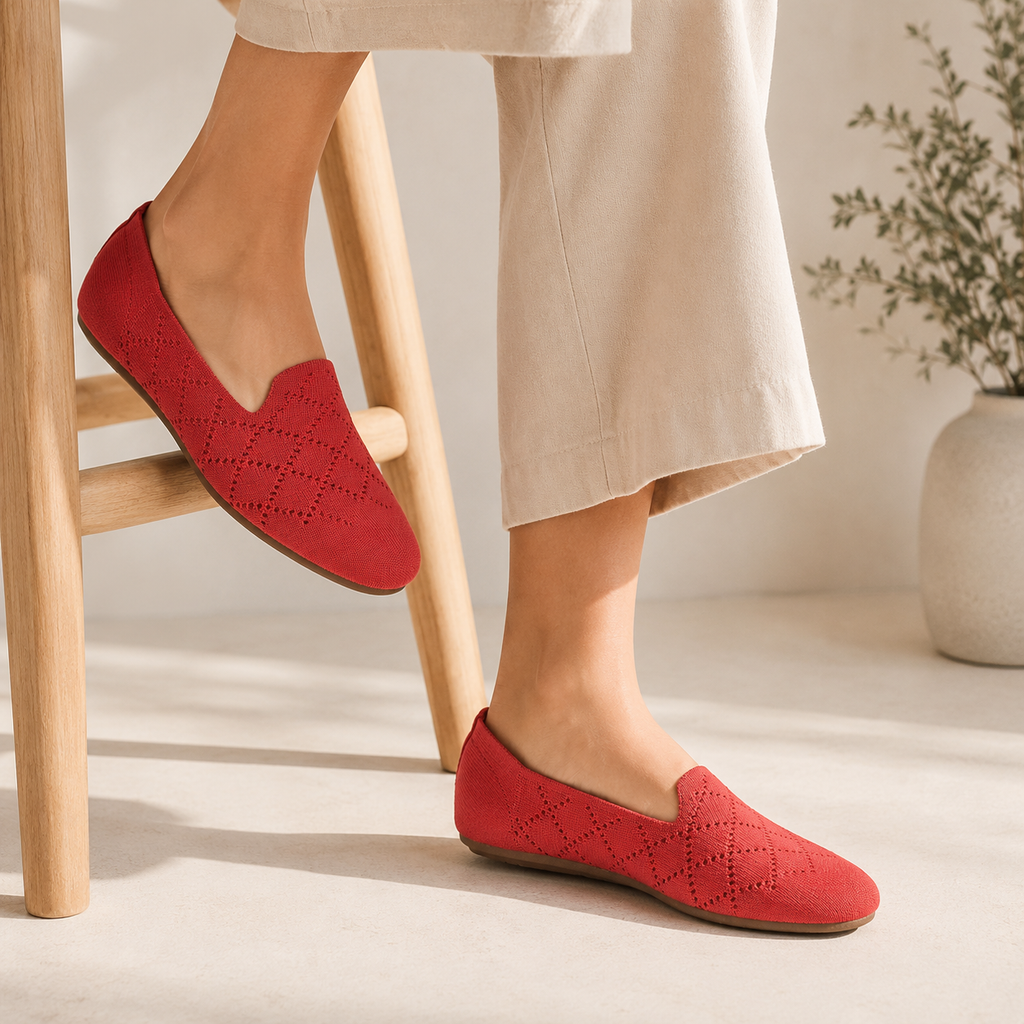 Breeze Almond Loafers （Daisy) | Bright Red