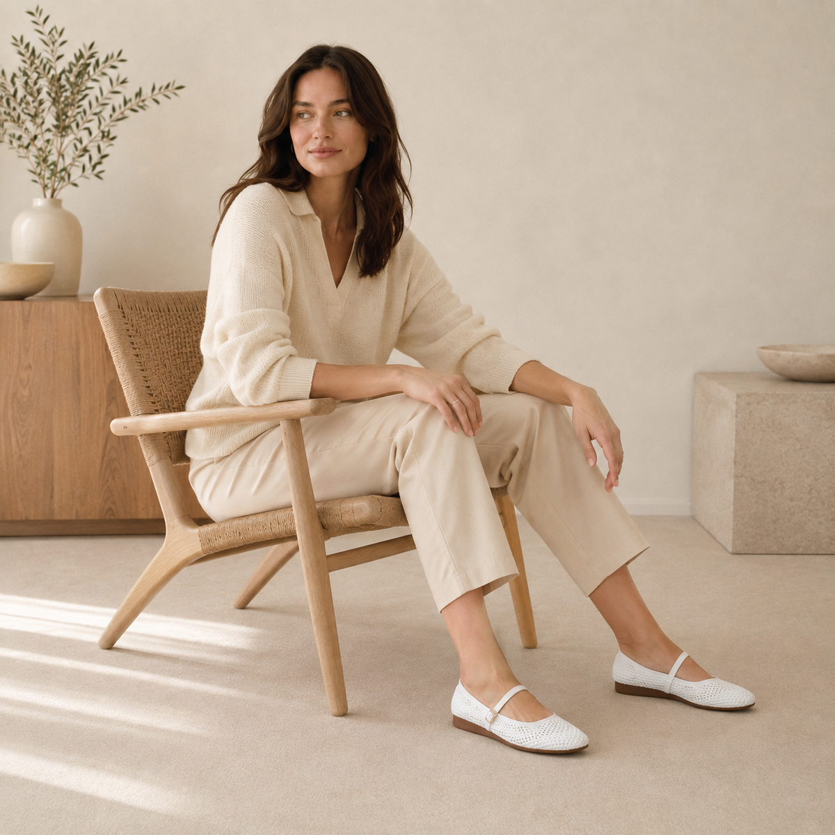 Breeze Square-toe Mary Janes (Alyssum) | White