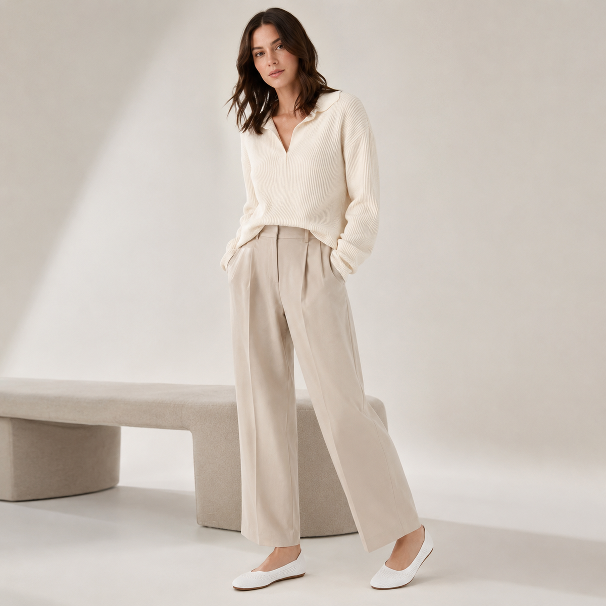 Meadow Round Flats（Moss）| White